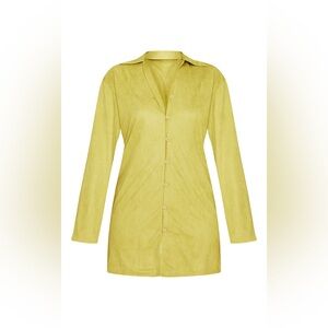 NWOT Olive Faux Suede Button Down Shirt Dress